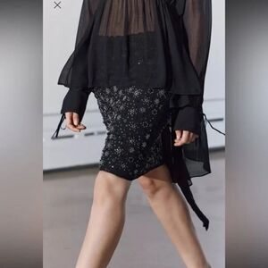ZARA ZW COLLECTION BEADED EMBROIDERY SKIRT SMALL NWOT